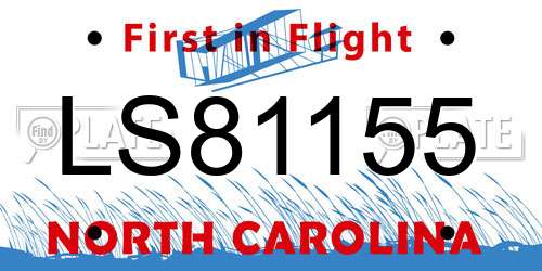 LS81155 North Carolina License Plate