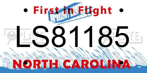 LS81185 North Carolina License Plate