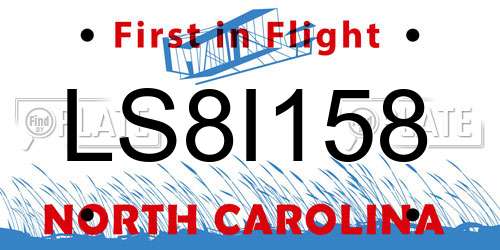 LS8I158 North Carolina License Plate