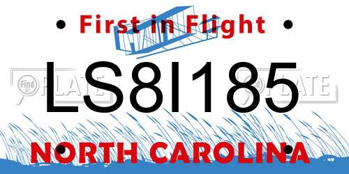 LS8I185 North Carolina License Plate