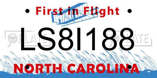 LS8I188 North Carolina License Plate