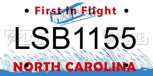 LSB1155 North Carolina License Plate