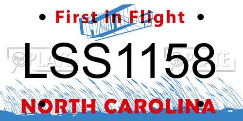 LSS1158 North Carolina License Plate