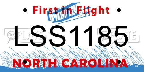 LSS1185 North Carolina License Plate