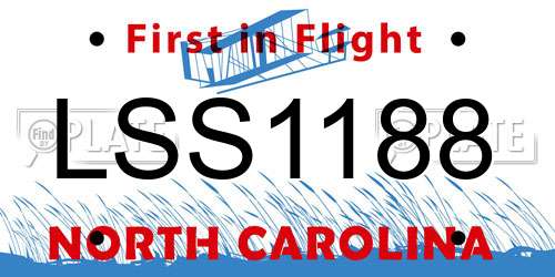 LSS1188 North Carolina License Plate