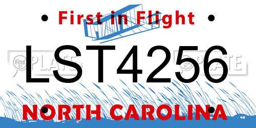 LST4256 North Carolina License Plate