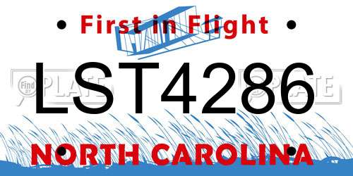 LST4286 North Carolina License Plate