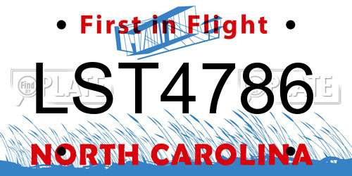 LST4786 North Carolina License Plate