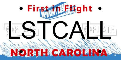 LSTCALL North Carolina License Plate