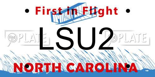 LSU2 North Carolina License Plate