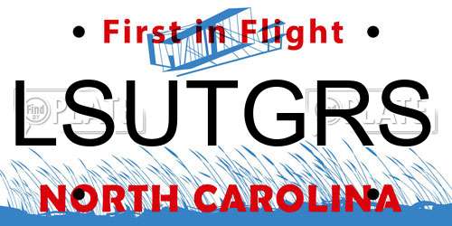LSUTGRS North Carolina License Plate