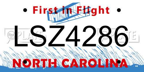 LSZ4286 North Carolina License Plate