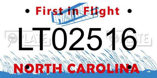 LT02516 North Carolina License Plate