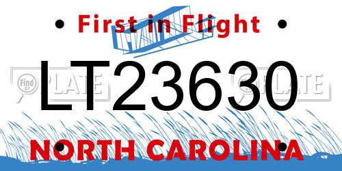 LT23630 North Carolina License Plate