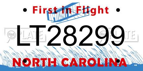 LT28299 North Carolina License Plate