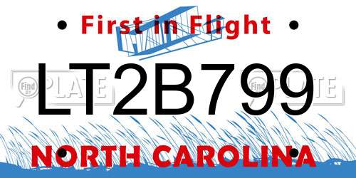 LT2B799 North Carolina License Plate