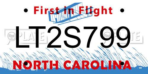 LT2S799 North Carolina License Plate