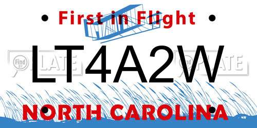 LT4A2W North Carolina License Plate