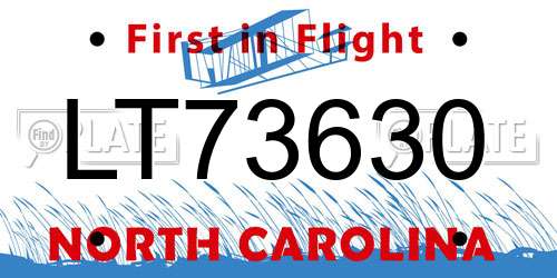 LT73630 North Carolina License Plate