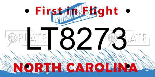 LT8273 North Carolina License Plate