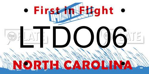 LTDO06 North Carolina License Plate