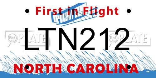 LTN212 North Carolina License Plate
