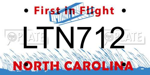 LTN712 North Carolina License Plate