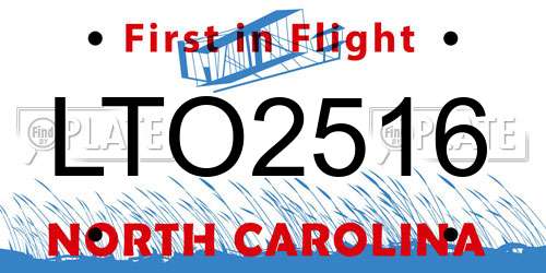 LTO2516 North Carolina License Plate