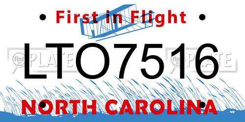 LTO7516 North Carolina License Plate