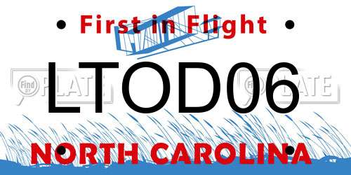 LTOD06 North Carolina License Plate