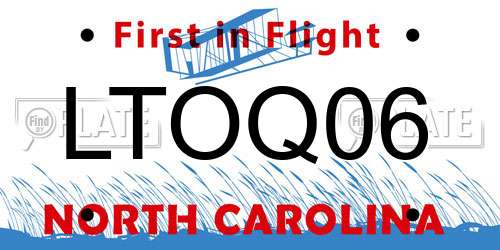 LTOQ06 North Carolina License Plate