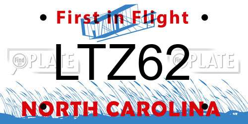 LTZ62 North Carolina License Plate