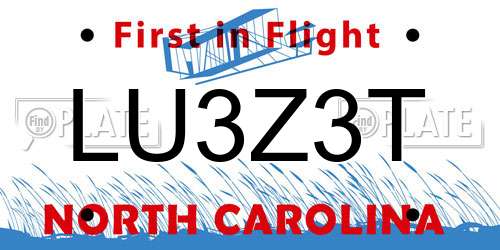 LU3Z3T North Carolina License Plate