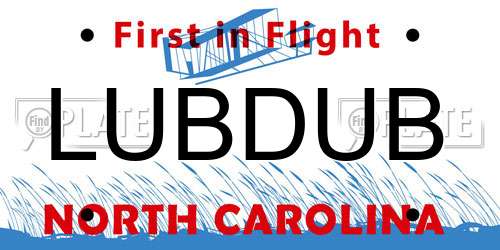 LUBDUB North Carolina License Plate