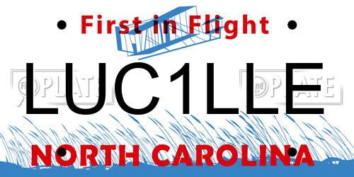 LUC1LLE North Carolina License Plate