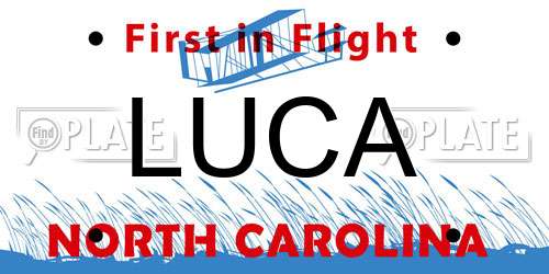 LUCA North Carolina License Plate
