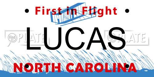 LUCAS North Carolina License Plate