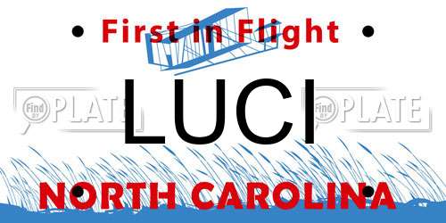 LUCI North Carolina License Plate
