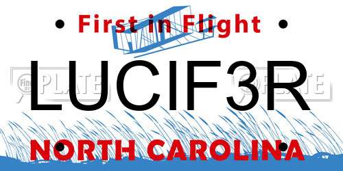 LUCIF3R North Carolina License Plate