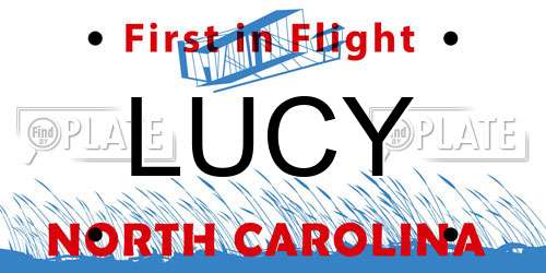 LUCY North Carolina License Plate
