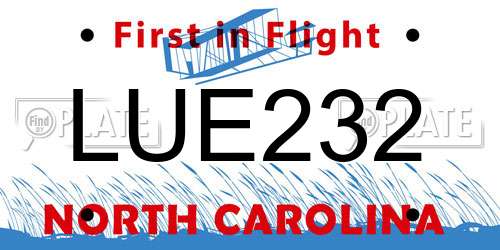 LUE232 North Carolina License Plate