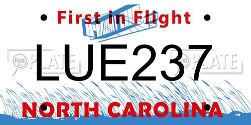 LUE237 North Carolina License Plate