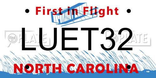 LUET32 North Carolina License Plate