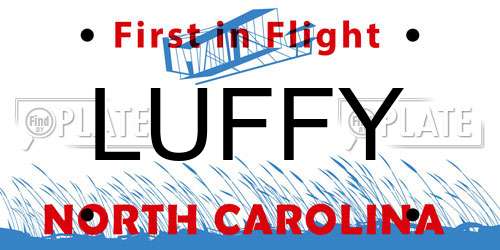 LUFFY North Carolina License Plate