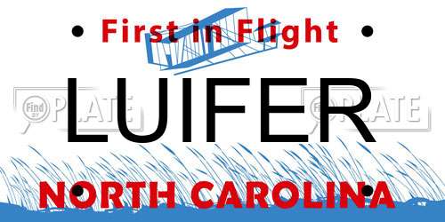LUIFER North Carolina License Plate