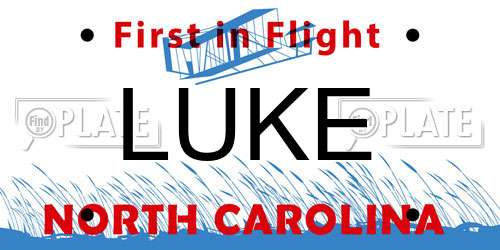LUKE North Carolina License Plate