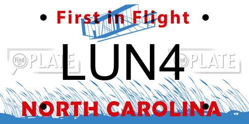 LUN4 North Carolina License Plate