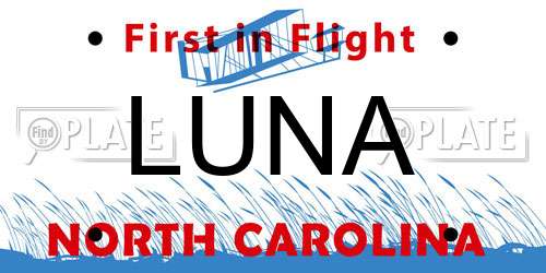 LUNA North Carolina License Plate