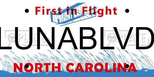 LUNABLVD North Carolina License Plate