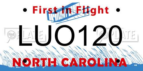 LUO120 North Carolina License Plate